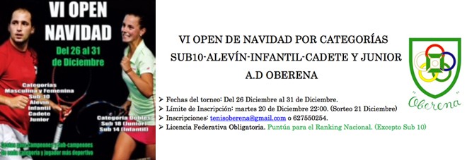 Inscripciones abiertas para el VI Open de Navidad